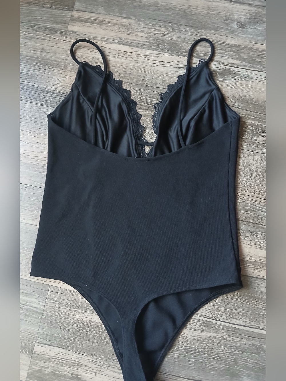Express Black Lace-Trim Bodysuit Tank Top - Picture 7 of 13